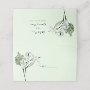Modern Elegant White Calla Lilies Wedding  Place Card