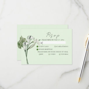 Modern Elegant White Calla Lilies Wedding RSVP Card
