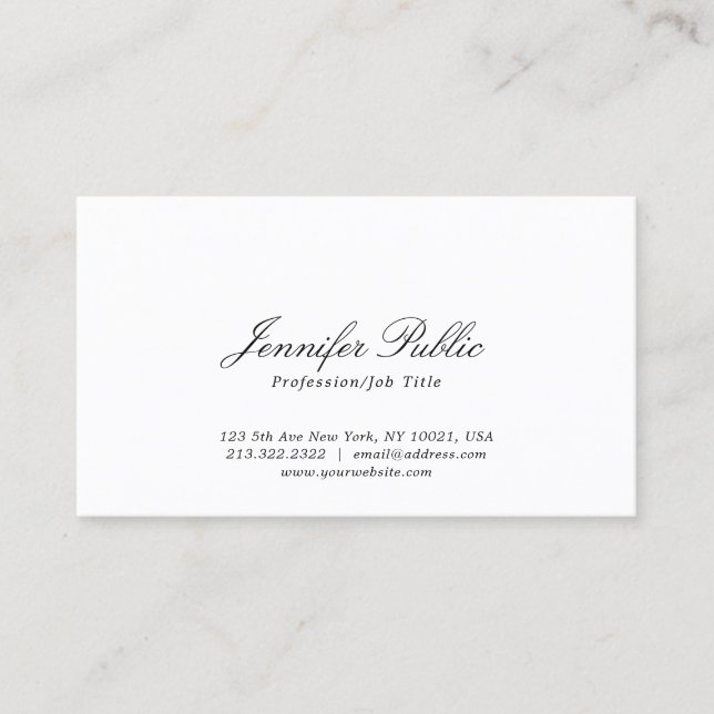 Modern Elegant White Clean Professional Template Business Card (Front)