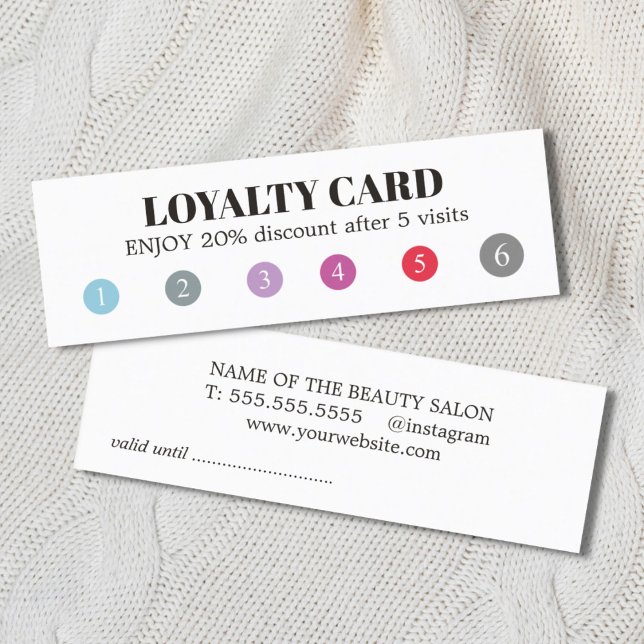 Modern Elegant White Colourful Punch Beauty Salon Loyalty Card (Creator Uploaded)