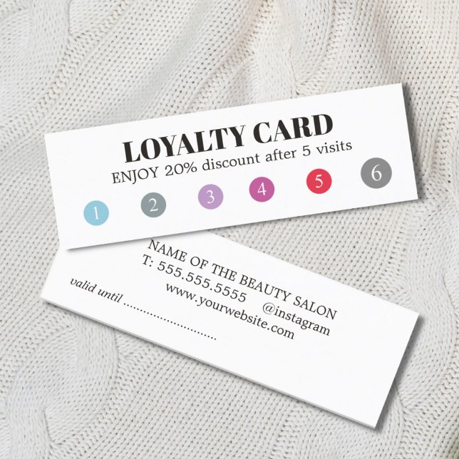 Modern Elegant White Colourful Punch Beauty Salon Loyalty Card (Creator Uploaded)