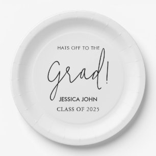 Modern Elegant White Congratulations Graduation Paper Plate