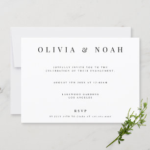 Modern & Elegant White Engagement Party Invitation