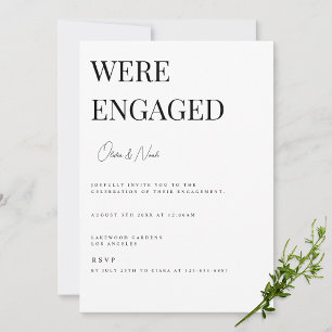 Modern & Elegant White Engagement Party Invitation