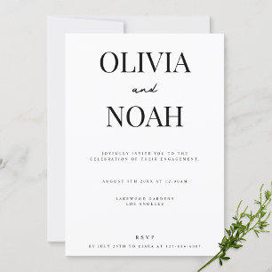 Modern & Elegant White Engagement Party Invitation