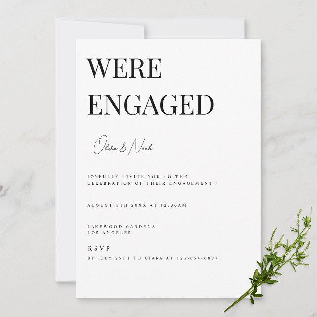 Modern & Elegant White Engagement Party Invitation (Creator Uploaded)