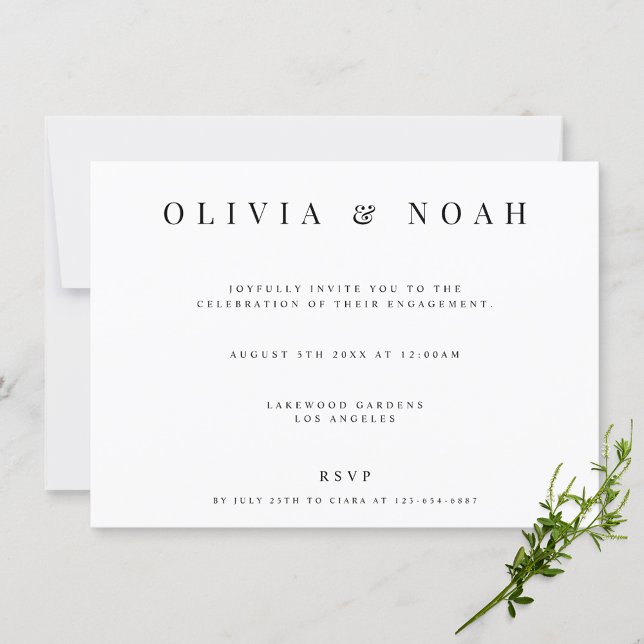 Modern & Elegant White Engagement Party Invitation (Creator Uploaded)