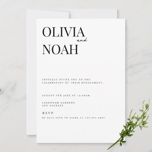 Modern & Elegant White Engagement Party Invitation (Creator Uploaded)