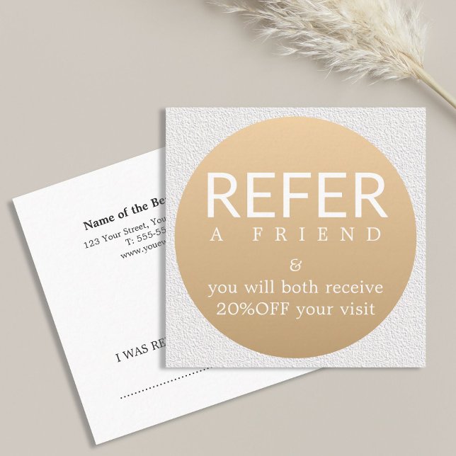 Modern Elegant White Faux Gold Beauty Referral Card (Creator Uploaded)