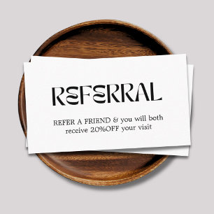 Modern Elegant White Faux Gold Heart Beauty  Refer Referral Card