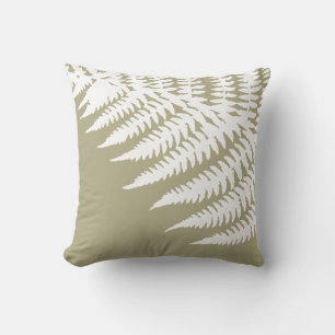 Modern Elegant White Fern Beige Cushion