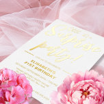 Modern Elegant White&Gold 21st Surprise Birthday<br><div class="desc">Introducing a new modern,  elegant adult surprise birthday party invitation featuring white background with gold foiled handwritten typography text that says "shh! it's a surprise party". Customise this template card by adding your own party information.</div>