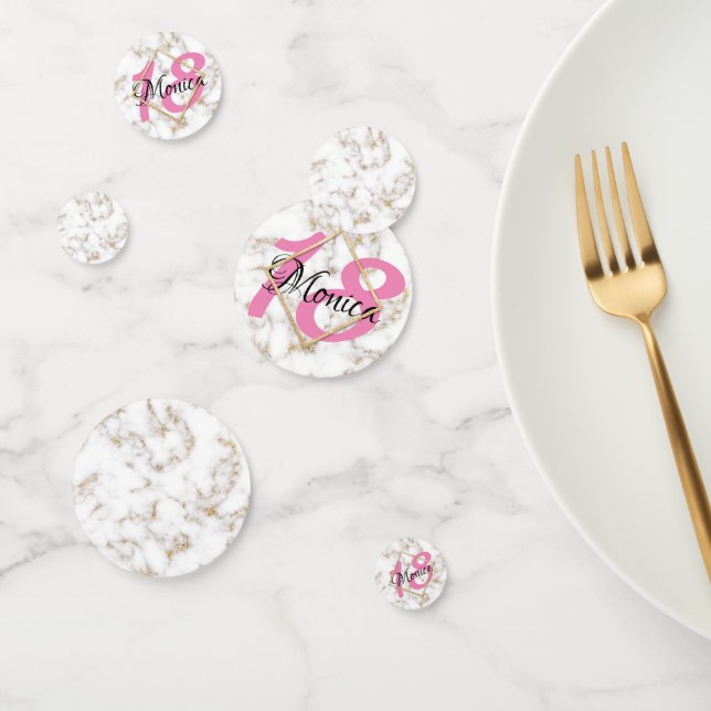 Modern Elegant White Gold Marble Birthday Confetti (Group)