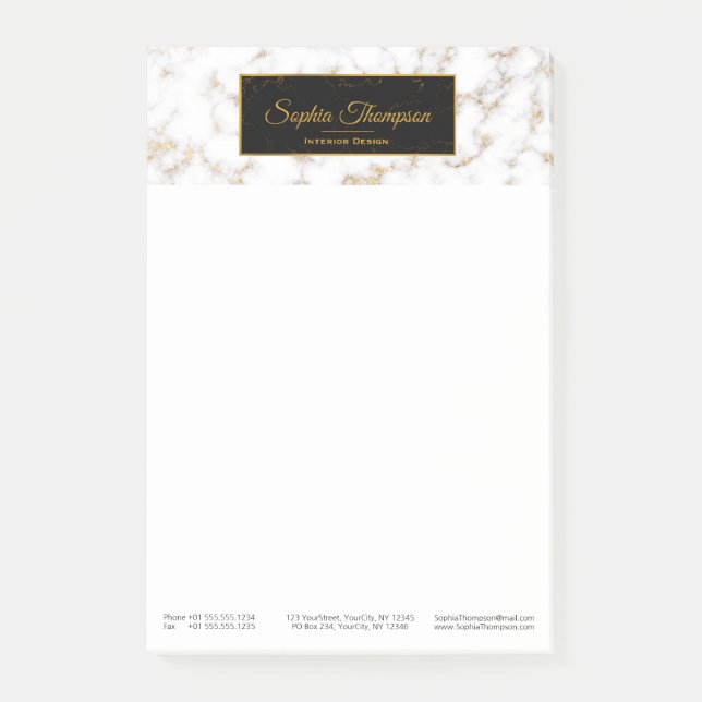 Modern Elegant White Gold Marble - Post-it® Notes (Front)