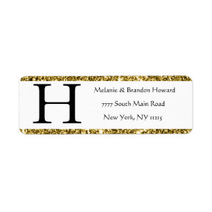 Modern Elegant White Gold Monogram Initial return Address Label
