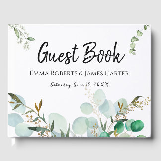 Modern Elegant White Guest Book