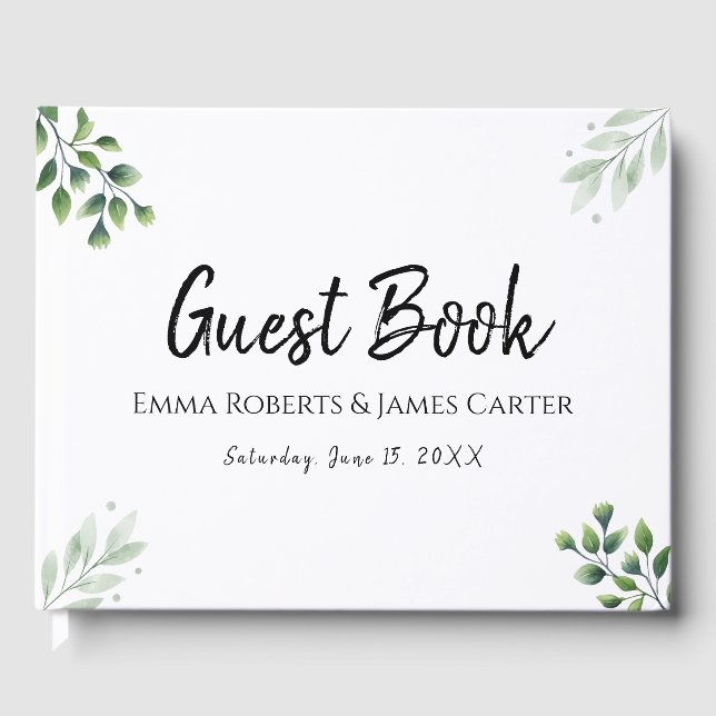 Modern Elegant White Guest Book (Front)