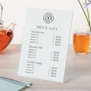 Modern Elegant White Logo Service Menu Price List Pedestal Sign