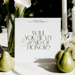 Modern Elegant White Maid of Honor Proposal Card<br><div class="desc">Ask your bridesmaid in style with this elegant modern classic card, featuring refined serif typography and a minimal black-on-white design. Perfect for creating a timeless and personal bridesmaid proposal moment. Customize the name and message to make it uniquely yours. Part of the “Rhea” Wedding Collection — follow the link on...</div>