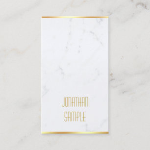 Modern Elegant White Marble Gold Text Template Business Card