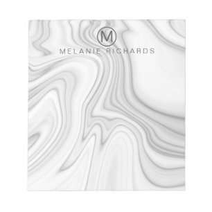 Modern Elegant White Marble Name Notepad