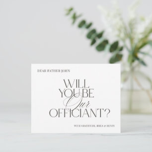 Modern Elegant White Officiant Proposal Card