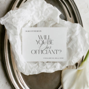 Modern Elegant White Officiant Proposal Card