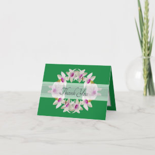 Modern Elegant White Orchid Lei Floral Thank You Card