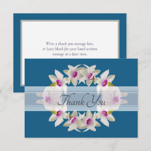 Modern Elegant White Orchid Lei Floral Thank You Card