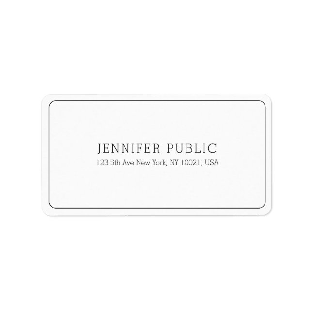 Modern Elegant White Professional Template Simple Label (Front)