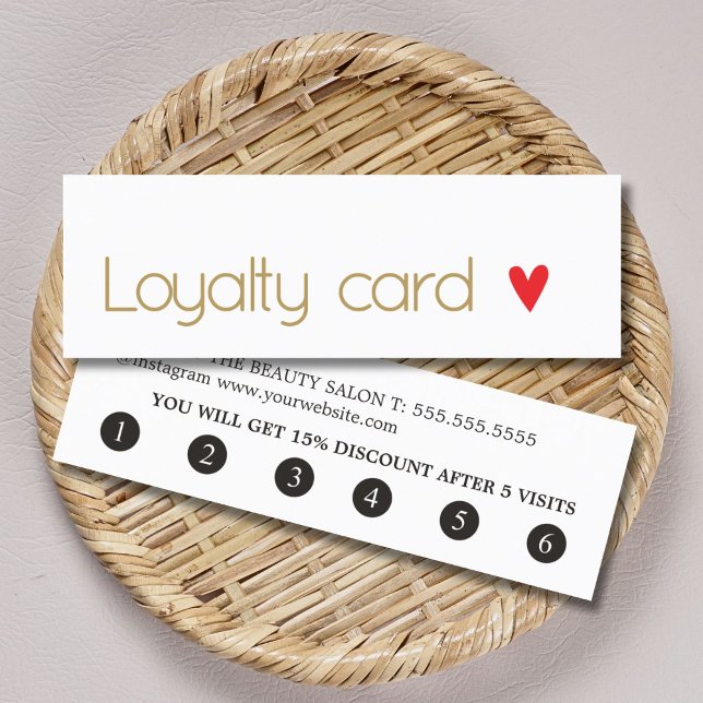 Modern Elegant White Red Heart Loyalty Card (Creator Uploaded)