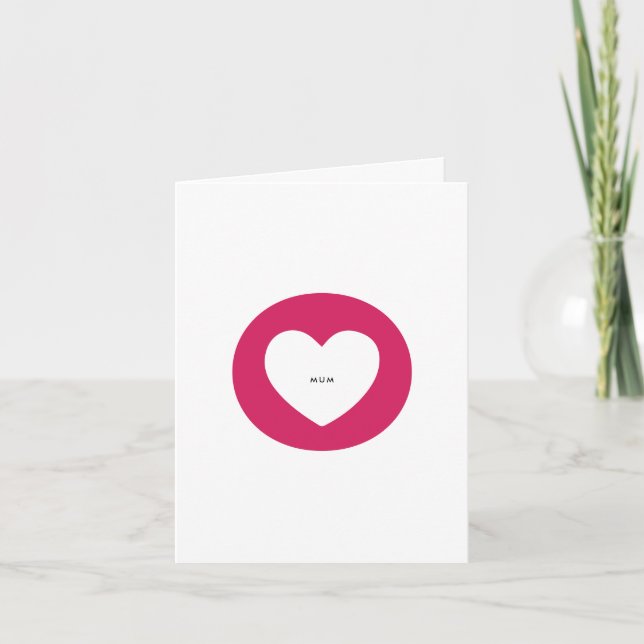 Modern Elegant White Red Heart MUM Mother's Day Card (Front)