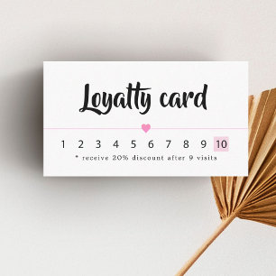 Modern Elegant White Rose Heart Lines Beauty Loyalty Card