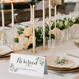 Modern Elegant White Rose Wedding Reserved Seat