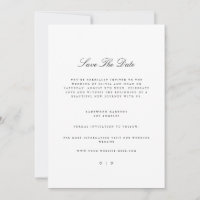 Modern & Elegant White Save The Date Wedding Card