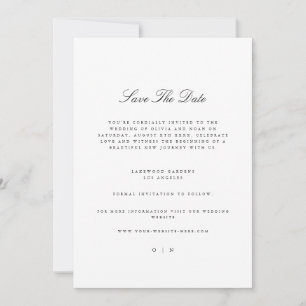 Modern & Elegant White Save The Date Wedding Card
