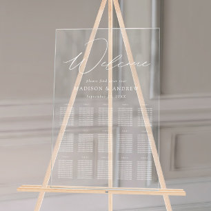 Modern Elegant White Script Seating Chart