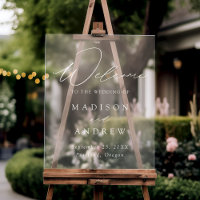 Modern Elegant White Script Wedding Welcome