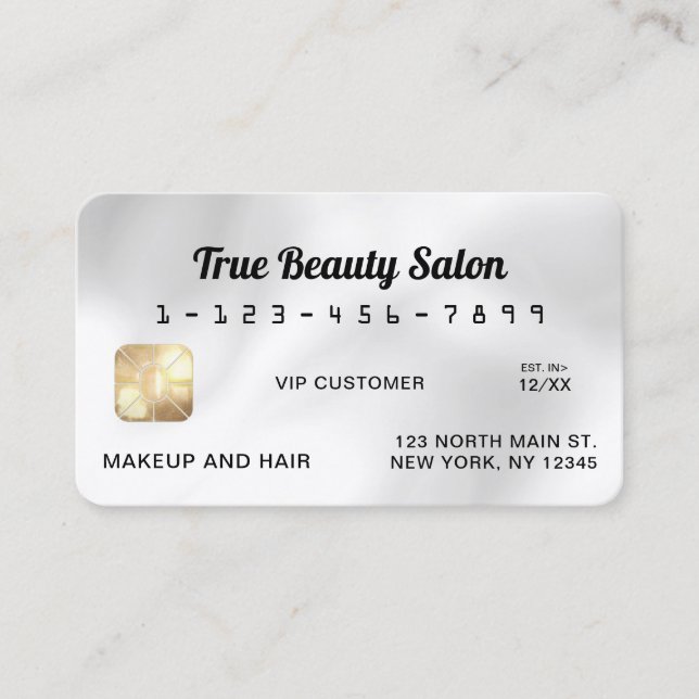 Modern Elegant White Silk Credit Card (Front)