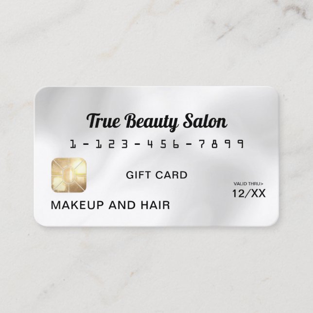 Modern Elegant White Silk Credit Gift Card (Front)