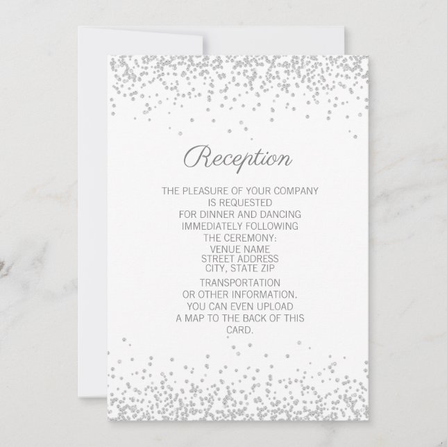 Modern Elegant White Silver Glitter Reception Invitation (Front)