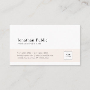 Modern Elegant White Sleek Design Add Your Logo Business Card