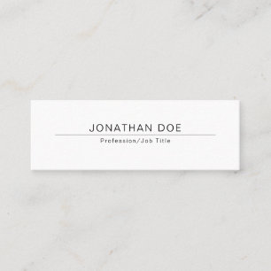 Modern Elegant White Sleek Design Trendy Plain Mini Business Card