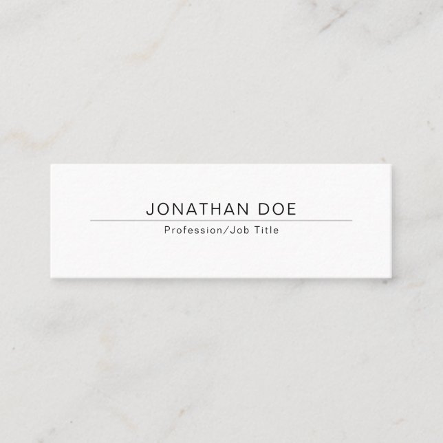 Modern Elegant White Sleek Design Trendy Plain Mini Business Card (Front)