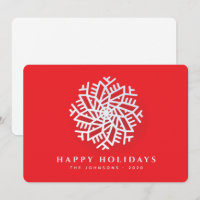 Modern Elegant White Snow Flake on Red