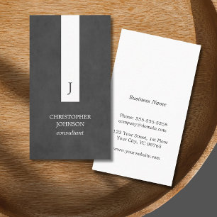 Modern Elegant White Stripe Monogram Consultant Business Card