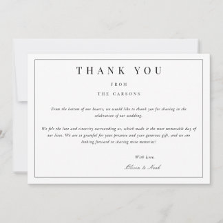 Modern & Elegant White Thank you Card