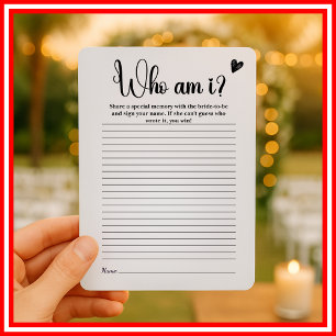 Modern Elegant "Who Am I" Bridal Shower Game Invitation