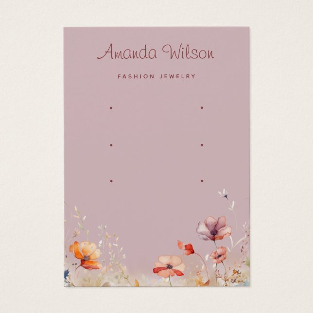 Modern elegant wildflower 3 earring display card  (Front)