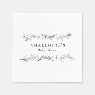 Modern Elegant Wildflower Floral Baby Shower Napkin